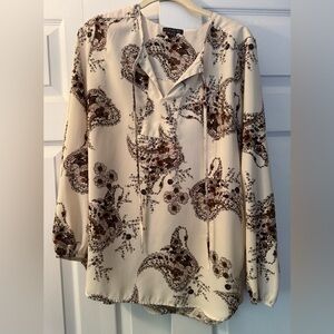 West Kei Cream and Brown Floral Blouse